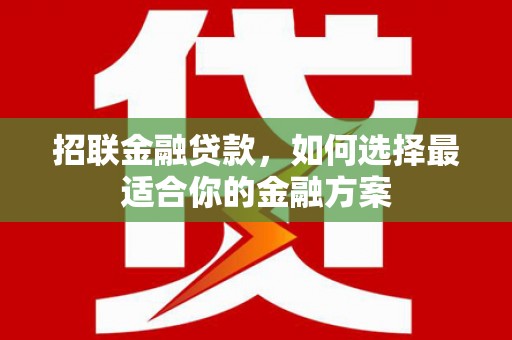 新林招联金融贷款，如何选择最适合你的金融方案