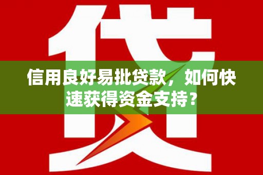 新林信用良好易批贷款，如何快速获得资金支持？