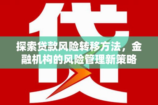 新林探索贷款风险转移方法，金融机构的风险管理新策略