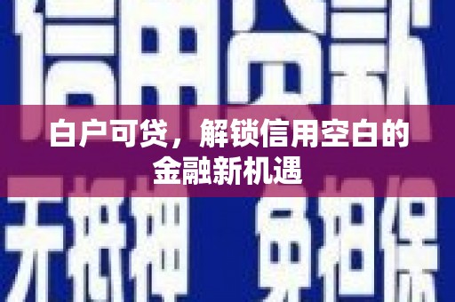 新林白户可贷，解锁信用空白的金融新机遇