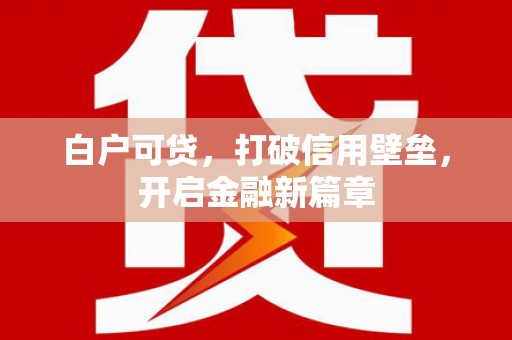 新林白户可贷，打破信用壁垒，开启金融新篇章