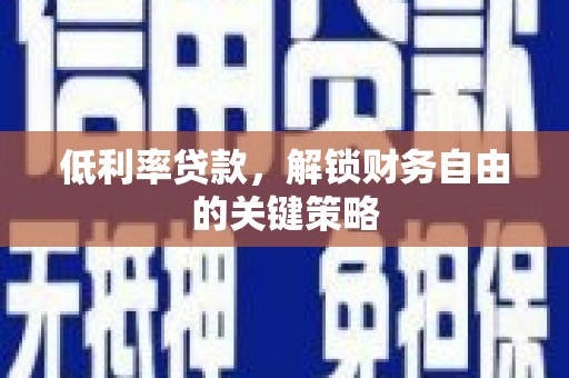 新林低利率贷款，解锁财务自由的关键策略
