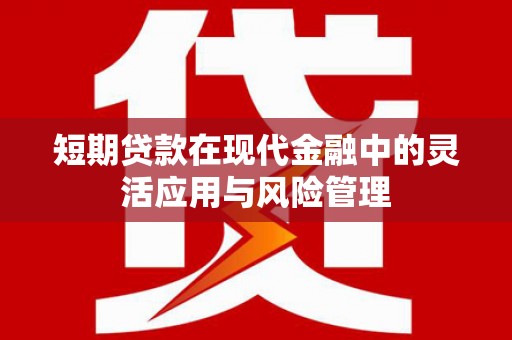 新林短期贷款在现代金融中的灵活应用与风险管理
